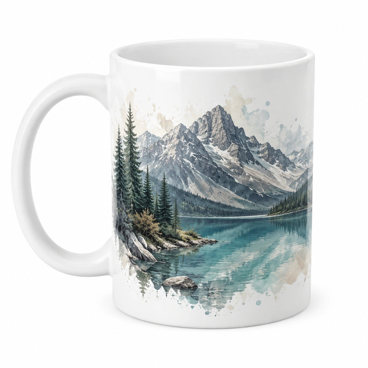 Mug en céramique 330 ml blanc décor paysage montagne pour boissons chaudes