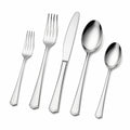 Ménagère 5 pièces en acier inoxydable argenté style classique pour table